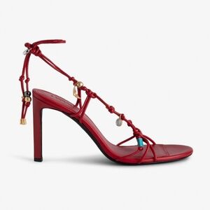 NWT Zadig & Voltaire Alana Leather charm jewel stone strappy Sandals High Heels
